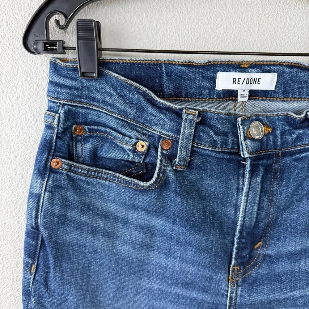 RE/DONE 70s Mid Rise Stove Pipe Jeans Royal Fade Casual Denim Women’s 28
